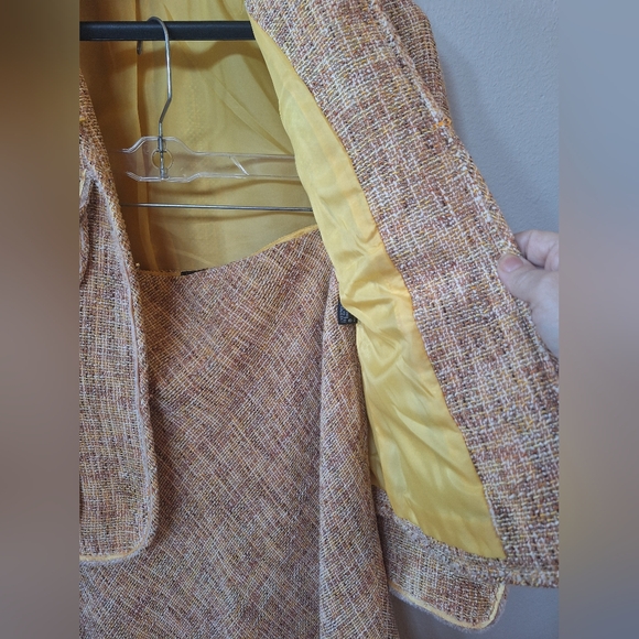 Vintage Anne Klein Tweed Fringe Hem Textured Academia Skirt Suit Set Womens 8P - Picture 5 of 11